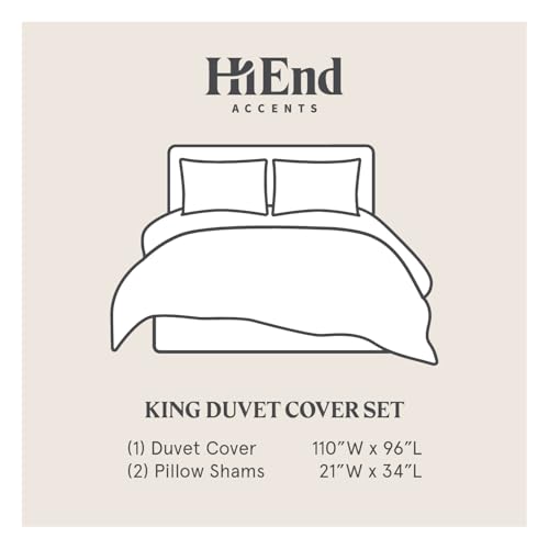 HiEnd Accents High Shine Satin 3 Piece Duvet Cover Set, King Size, Champagne Solid Color, Classic Traditional Modern Style Luxury Bedding, 1 Comforter Cover and 2 Pillowcases H HIEND ACCENTS