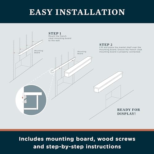 MANTELSDIRECT 72 Inch Floating Fireplace Mantel Wood Shelf in Chocolate - Colton from Mantels Direct | Wooden Rustic Wall Shelf Perfect for Décor and Electric Fireplaces MANTELSDIRECT