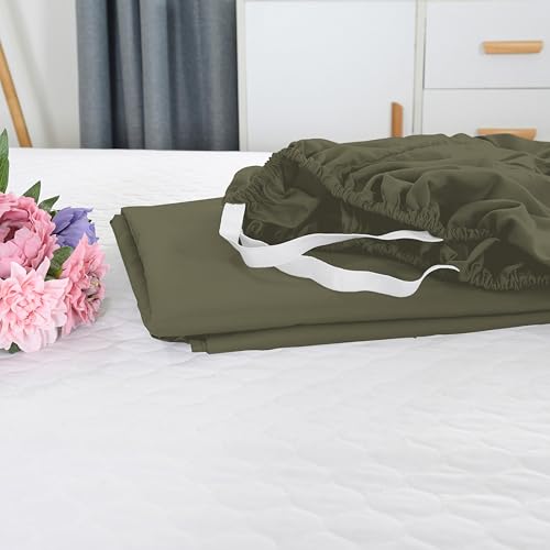Elegant Comfort 1500 Premium Hotel Quality 18-21 Inches Deep - Extra Deep Pocket Single Fitted Sheet for High Mattress, Luxury and Softest, Smart Pocket - Wrinkle Free, King, Green Elegant Comfort