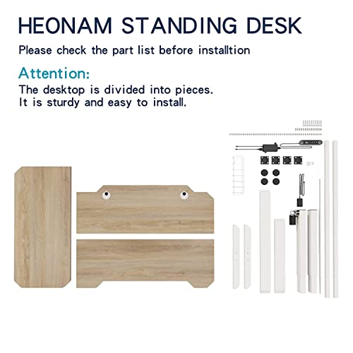 HEONAM Ergonomic Electric Standing Desk 59 Inch, Height Adjustable Sit Stand Desk with Memory Keypad and Large Work Surface HEONAM