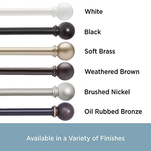 Kenney KN71706 Chelsea Ball End Standard Decorative Window Curtain Rod, 28-48" Adjustable Length, Weathered Brown Finish, 5/8" Diameter Steel Tube, 1-Pack Kenney