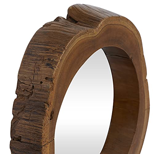 Deco 79 Rustic Teak Wood Wall Framed Mirror for Bedroom, Bathroom Or Entryway, Over Mantel, Couch or Console Table, S/4 13"W, 13"H, Brown Deco 79