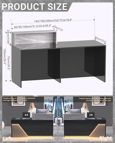 STLWR Reception Desk with Storage & RGB Seven-Color Light Strip,Modern Front Desk Reception Counter for Checkout, Lobby, Beauty Salon (70.8" - L) STLWR