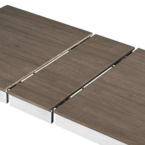 7 Pieces Dining Table Set Wooden Rectangle Extendable Table with 12” Leaf and 2 Drawers, 6 Dining Chairs with Soft Cushion, Kitchen Dining Room Set for 6 Persons (Brown + White) Merax