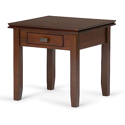 SIMPLIHOME Artisan SOLID WOOD 21 inch wide Square End Side Table in Russet Brown with Storage, 1 Drawer, for the Living Room and Bedroom SIMPLIHOME