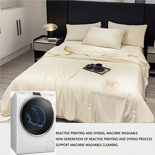 RDIAYDN Summer Duvet, Cool Quilt Single Ice Silk Summer Duvet, Light and Thin Summer Duvet, Lightweight and Breathable, Cooling Blanket, Machine Washable (A, 150 x 200 cm) RDIAYDN