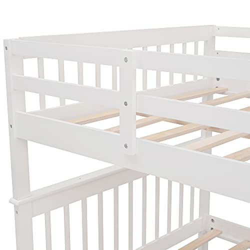 Harper & Bright Designs Full Over Full Bunk Bed with Stairs and Trundle, Wooden Bunk Bed Frame with Storage, for Kids Teens Adults - White Harper & Bright Designs