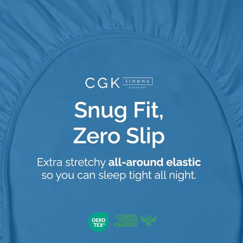 Twin Fitted Bed Sheet - Bottom Single Fitted Sheet Only - Soft Hotel Luxury Bedding w/ 8-16 Inch Deep Pockets - Breathable, Cooling & Wrinkle Free - Easy-Care, Fade and Shrink Resistant - Royal Blue CGK Unlimited