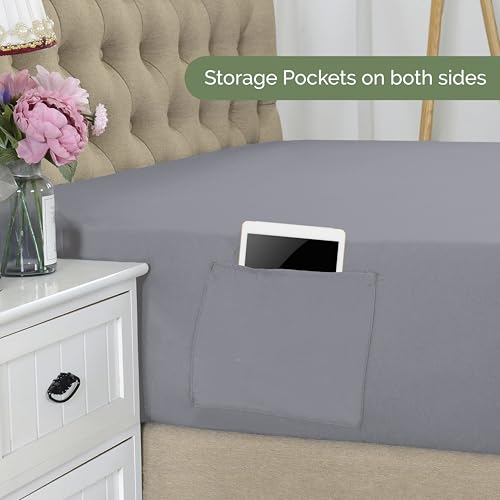 Elegant Comfort 1500 Premium Hotel Quality 18-21 Inches Deep - Extra Deep Pocket Single Fitted Sheet for High Mattress, Luxury and Softest, Smart Pocket - Wrinkle Free, Twin/Twin XL, Gray Elegant Comfort