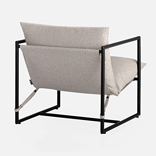 ZINUS Aidan Sling Accent Chair, Metal Framed Armchair with Shredded Foam Cushioning, Oatmeal Zinus