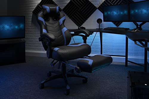RESPAWN 110 Ergonomic Gaming Chair with Footrest Recliner - Racing Style High Back PC Computer Desk Office Chair - 360 Swivel, Adjustable Lumbar Support, Headrest Pillow, Padded Armrests - 2021 Blue RESPAWN