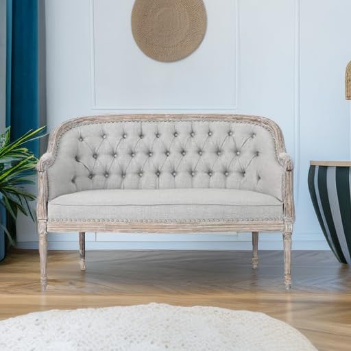 Christopher Knight Home Faye Traditional Fabric Tufted Upholstered Loveseat, Light Gray, Antique Christopher Knight Home