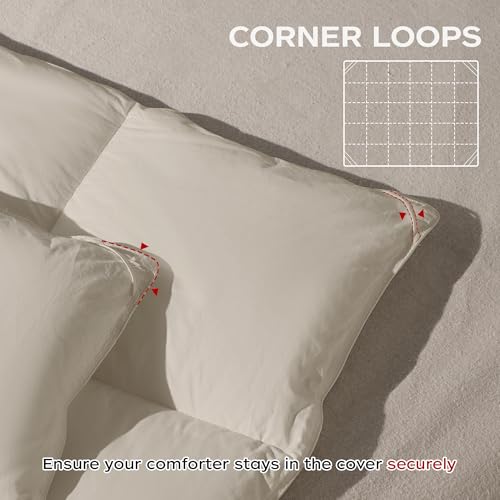 puredown® Goose Feather Down Fiber Comforter Twin Size, All Season 100% Cotton Duvet Insert Medium Warmth, Cloud Soft Hotel Luxury Collection Bedding Comforters Cream 90" x68 puredown
