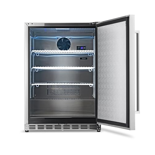 NewAir 24" Outdoor Beverage Refrigerator | 5.3 Cubic Feet Storage| Weatherproof Stainless Steel Fridge | Built-In or Freestanding Outdoor Patio Fridge For Beer, Wine, Food NCR053SS00 NewAir
