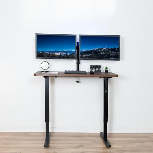 VIVO Compact Hand Crank Stand Up Desk Frame for 37 to 77 inch Table Tops, Ergonomic Standing Height Adjustable Base with Foldable Handle, Black, DESK-M051MB VIVO