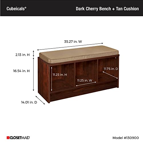 ClosetMaid 1309 3-Cube Storage Bench, Dark Cherry ClosetMaid