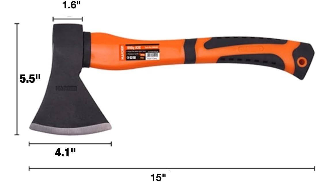 Edward Tools Wood Axe - Heavy Duty Small Camp Hatchet with Sheath - for Splitting Wood, Kindling - Forged Steel Blade with No Slip Handle - Throwing Hatchet and Axe Edward Tools