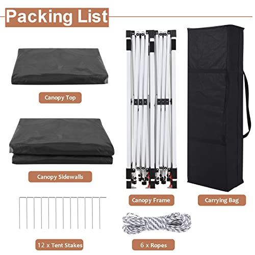 COBIZI 10x20 Pop Up Canopy Tent with Sidewalls,Party Tent Outdoor Gazebos, Waterproof & UV50+,3 Adjustable Heights,Higher Frame Design - Extra Tall for Parties Backyard,Weddings,Markets,Black COBIZI