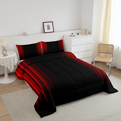 Feelyou Abstract Ombre Comforter Set Kids Teens Red and Black Bedding Set Room Decor 2Pcs Twin Size Feelyou