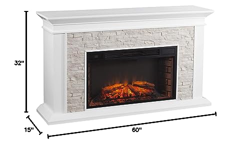 SEI Furniture Canyon Heights Faux Stacked Stone Electric Fireplace, White SEI Furniture