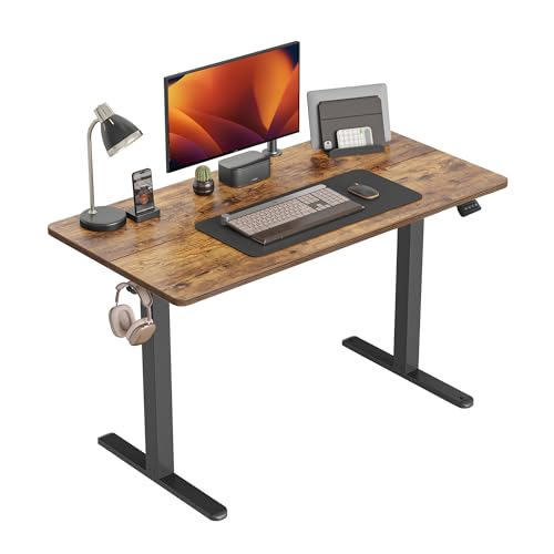 CubiCubi Electric Standing Desk, 48 x 24 Inches Height Adjustable Sit Stand Desk, Ergonomic Home Office Computer Workstation, Rusticbrown CubiCubi