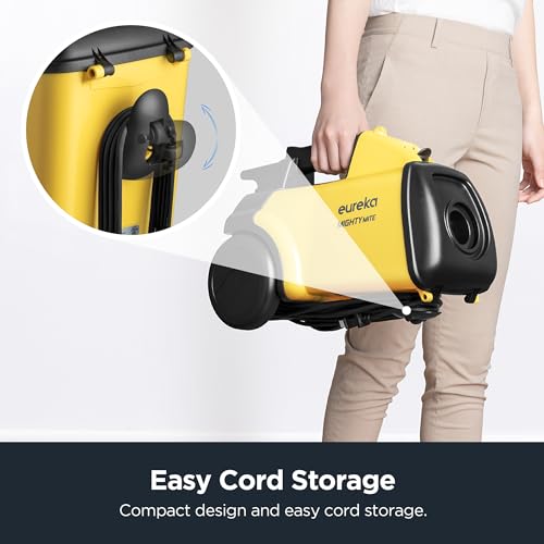 Eureka 3670M Canister Cleaner, Lightweight Powerful Vacuum for Carpets and Hard floors, w/ 5bags,Yellow Eureka