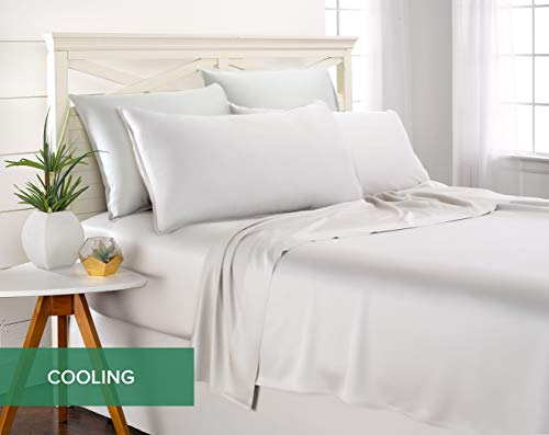 Pure Bamboo Queen Sheets, Genuine 100% Organic Viscose Derived from Bamboo Bed Sheet Set, Luxuriously Soft & Cooling, Double Stitching, 2 Year Quality Promise (Queen, White) Pure Bamboo