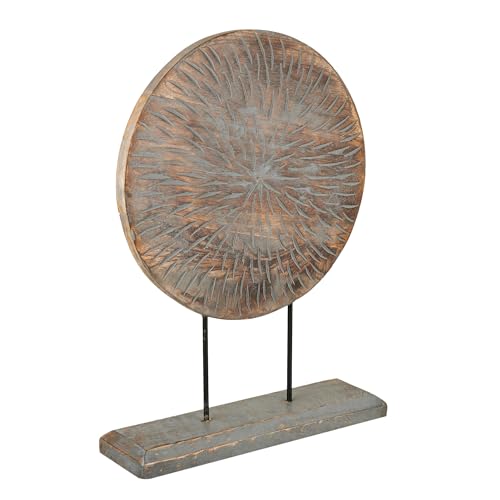 Eximious India Farmhouse Table Sculpture Home Decor Statue Mandala Carved for Modern Home 10" x 14", Living Room, Fireplace Mantel Shelf, Table and Entryway Decor Stand KHST04 Eximious India