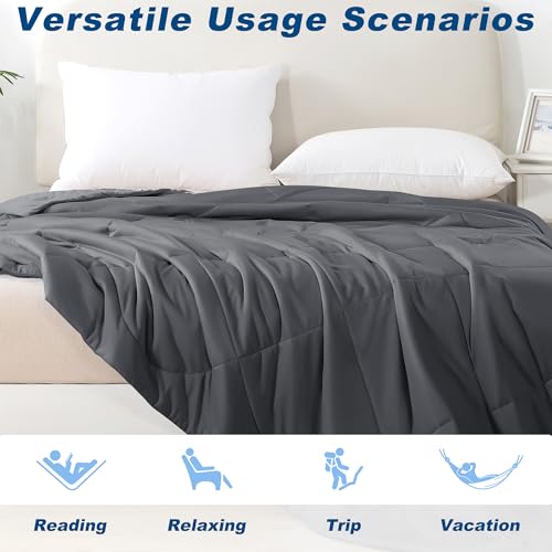 bedsmile Cooling Comforter Queen Size, Double-Sided Cold Tech Fabric Quilted Bed Comforters Cooling Blanket for Hot Sleepers, Breathable Lightweight Summer Bedding, All-Season Ice Blanket, Dark Gray bedsmile