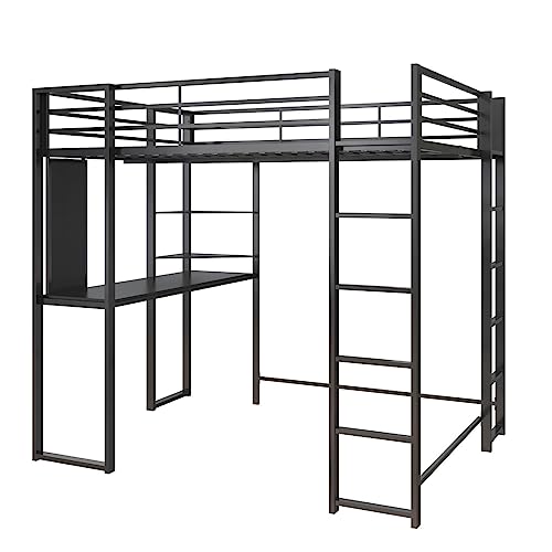 DHP Abode Full Size Metal Loft Bed, Black DHP