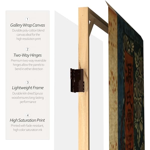 Red Lantern 6 ft. Tall Double Sided Dynasty-Inspired Canvas Room Divider, Japanese Figures Red Lantern