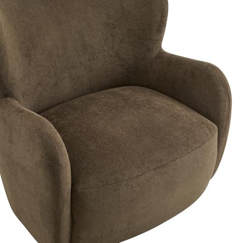 Christopher Knight Home Auden Wingback Accent Chair, Fabric Club Chair, Velvet Upholstered Armchair, Curved Backrest Single Sofa, Soft Cushion Seating, Reading Lounge Chair for Living Room, Brown Christopher Knight Home