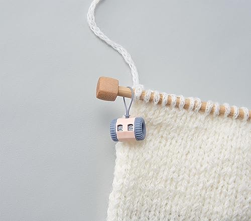 Clover Universal Knitting Row Counter, Peach and Grey Clover