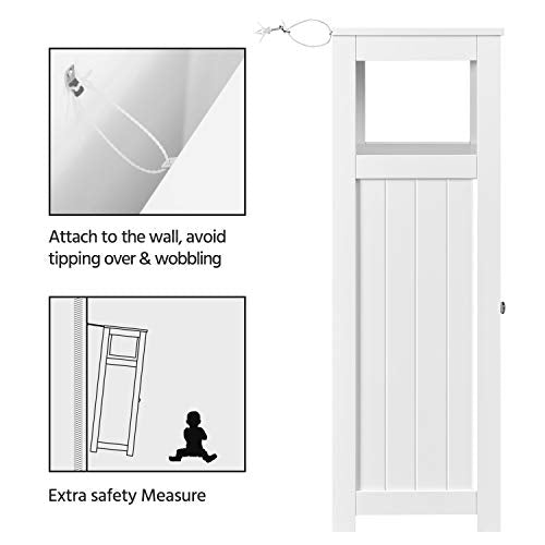Yaheetech White Wooden Bathroom Floor Cabinet with 1 Door and 3 Drawers for Versatile Storage Yaheetech