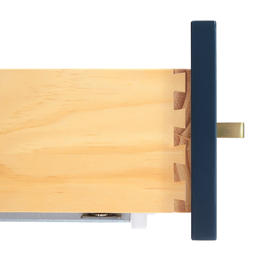 ARIEL 72" Midnight Blue Double Bathroom Vanity Base Cabinet, Double Sink Configuration, 2 Soft Closing Doors, 9 Full Extension Dovetail Drawers, Satin Brass ARIEL