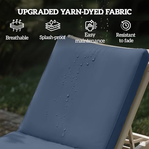 Outsunny Chaise Lounge Cushions Outdoor Set of 2, Fade Resistant, 72 x 21 x 3 in Sun Lounger Replacement Cushions, Patio Lounge Chair Pads with Removable Cover for Pool, Beach, Deck, Lawn, Blue