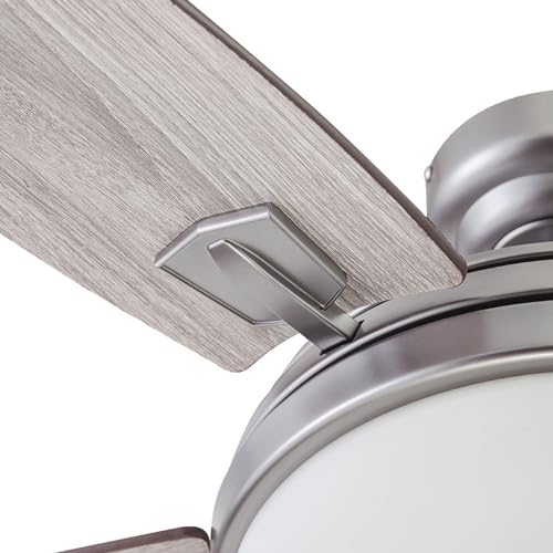 Honeywell Ceiling Fans Carmel Modern 48 Inch Ceiling Fan with Light, Remote Control Fan, LED Indoor Fan with 5 Blades, Gray Oak and Brown Chestnut Blade Finish Options, Silver (51627-01) Honeywell