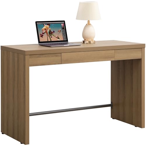 SICOTAS Computer Desk Writing Table - 47-Inch Home Office Executive Desk with Drawer, Farmhouse Study Desk with Storage,Boho Makeup Vanity Table for Bedroom Dormitory (Reclaimed Caramel Oak, 1 Piece) SICOTAS