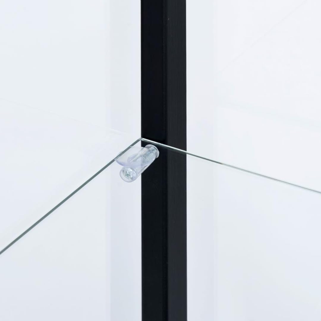 Glass Display Case - Modern Curio Cabinets with Glass Doors & Five Shelves, 64.25'' Tall, Black Frame, Curio Display Cabinet for Collectibles, Living Room, Dining Room, or Office CARTESIAN