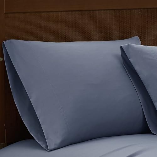London Fog Garment Washed Solid Sheet Set Blue Microfiber 4-Piece King Sheet Set, Solid Themed, Deep Pocket, Adult and Teen, Oeko-TEX Certified LONDON FOG