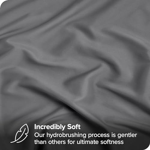 Bare Home Luxury 1800 Ultra-Soft Microfiber Fitted Sheet & Pillowcase Set - Double Brushed - Deep Pockets - Easy Fit - Full, Grey Bare Home