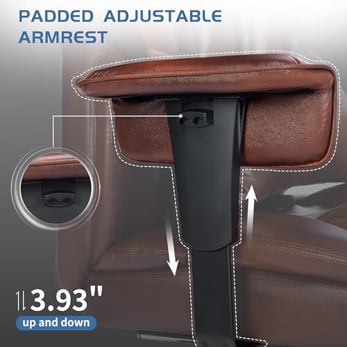 700lbs Big and Tall Office Chair with Footrest&Adjustable Lumbar Pillow,Large Heavy Duty Executive Office Chair-Wide Seat,Ergonomic High Back Computer Chairs for Heavy People,Dual Rubber Wheels,Brown BIGGARSIT