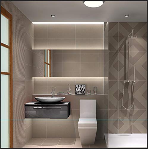 Yankario Farmhouse Funny Bathroom Signs Decor, Classic Wooden Box Sign 6" Square, Black/White Please Seat Yourself Yankario