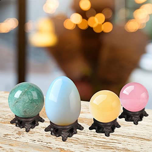 15 Pcs Mini Wooden Crystal Sphere Stands, Wooden Display Stand Crystal Ball Stand Globe Gem Base Hollow Quartz Ball Orb Holder Egg Base Wood Stand Decor Display, 0.8 Inch, 1.18 Inch, 1.57 Inch, 2 Inch CDIYTOOL