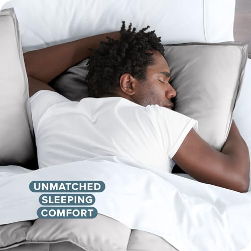 Bare Home Bedding Duvet Cover King Size - Premium 1800 Super Soft Collection - Lightweight, Cooling - Soft Breathable Bedding Duvet Cover (King, Light Grey) Bare Home