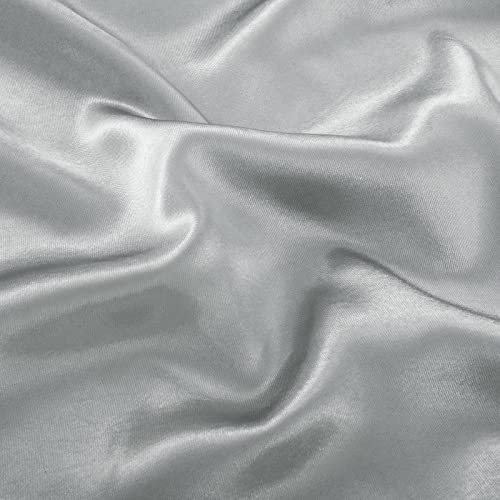 P Pothuiny Satin Fitted Sheet Full Size, 1 Single Fitted Sheet Only, Extra Soft Deep Pocket Bottom Bed Sheets Mattress Cover Fits 12" to 16", Wrinkle Free, Fully Elasticized (Silver Grey) P Pothuiny