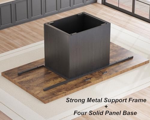 HSH 78” Dinner Table for 6 to 8, Large Wood Rectangular Dining Table, Rustic Kitchen Table only with Black Strong Base, Industrial Dining Room Table for Home Gathering Office, Rustic Brown, 78.74 in HSH