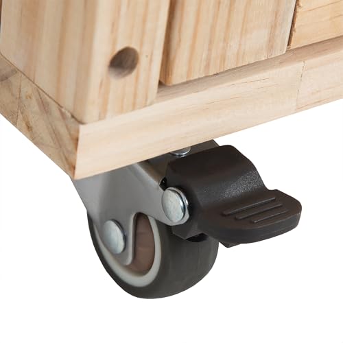 Nyeekoy Large Wooden Cat House on Wheels, Indoor Cat Villa with Condo, Multi Platforms, Scratchers, Vent, Litter Box Area, Clear Doors, Cat Cage Enclosure for Kittens & Adult Cats (Natural Wood) Nyeekoy