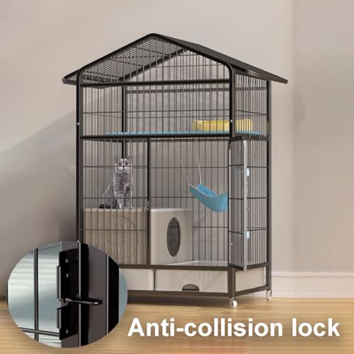 GUQASDV Cat Cage, Cat House, Cat Playpen with Top Cover, Catio Indoor Cat Enclosure with Litter Box with Anti-Collision Lock Easy to Move for Small Animals(White,83x59x160cm) GUQASDV