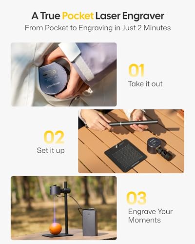 LaserPecker LP1 Plus Mini Laser Engraver for Beginners, Pocket-Sized Laser Engraving Machine with Adjustable Stand, 360° Multi-Angle Engraving for Wood Leather Paper DIY Projects LaserPecker